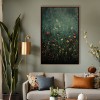 Midnight Bloom-Colorful Wildflowers Oil Painting on Dark Green Background - Nature Floral Wall Art for Home Decoration