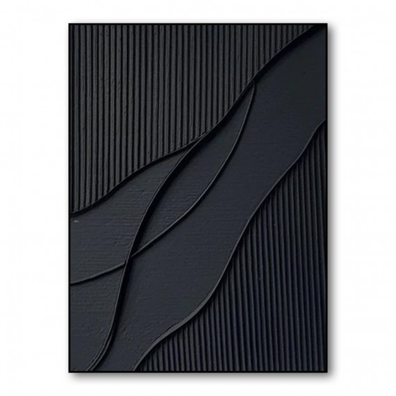 Midnight Waves-Black Minimalist abstract Painting for Contemporary Home Decor