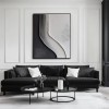 Monochrome Flow Texture Art-Framed 3D Textured Black White abstract Wall Art - Minimalist Curved Line Decor