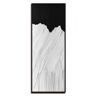 Monochrome Flow: Textured Black & White Vertical Wall Art - Minimalist Linear Texture Decor for Entryway & Hallway
