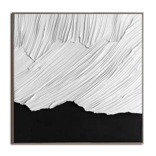 Monochrome Ridge Flow: Textured Black & White abstract Oil Painting - Minimalist Wall Art, Modern Decor for Contemporary Interiors