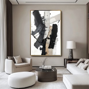 Monochrome Stride: Contemporary Texture Art - Black Grey White Brown abstract Wall Decor for Modern Spaces