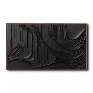 Monochrome Textured Elegance: Impasto Style Black abstract Wall Art - Stylish Accent for Contemporary Homes