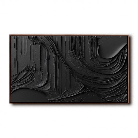Monochrome Textured Elegance: Impasto Style Black abstract Wall Art - Stylish Accent for Contemporary Homes