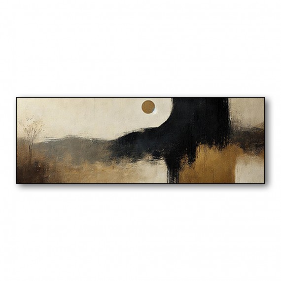 Moonlit Distant Hills-Minimalist abstract Landscape Oil Painting for Modern Decor