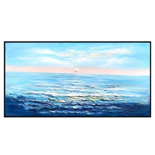 Morning Tide – Ocean Blue Textured Ocean Sunrise Wall Art