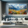 Mountain Meadow Bloom-Colorful Landscape Painting for Home Wall Decor