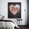 Neon Love Pulse – Hand-Painted Textured Love Wall Art for Modern Home Decor