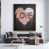 Neon Love Pulse – Hand-Painted Textured Love Wall Art for Modern Home Decor