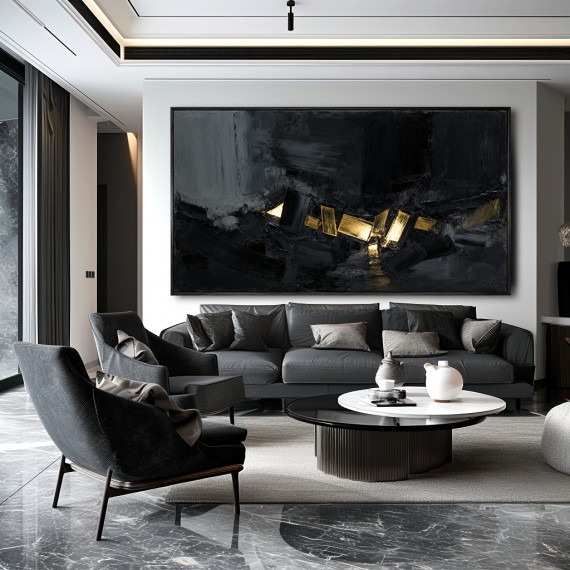 Obsidian Luminary – Textured abstract Oil Painting