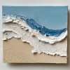 Ocean Serenity Waves: Blue White abstract Seaside Wave Artwork - Impasto Textured Wall Decor, Stylish Accent for Modern Homes