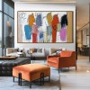 Parade of Colors — abstract Horse Oil Painting, Naive Art Textured Wall Art