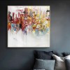 Pier-Colorful abstract Cityscape Oil Painting - Modern Wall Decor for Living Room