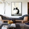 Purrcelain - Minimalist Cat Vase Painting Round abstract Cat with Dried Flower Decor