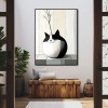 Purrcelain - Minimalist Cat Vase Painting Round abstract Cat with Dried Flower Decor