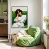 Quiet Hour – Textured Figurative Portrait Painting of Woman on Green Sofa