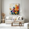 Radiant Blooms - Colorful Textured Floral Oil Painting, Vibrant abstract Flower Artwork for Home Decor