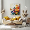 Radiant Blooms - Colorful Textured Floral Oil Painting, Vibrant abstract Flower Artwork for Home Decor