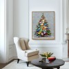 Rainbow Noel - Colorful Christmas tree Oil Painting, Festive Textured Canvas Wall Art