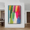 Rainbow Stripes-Vibrant Colorful abstract Oil Painting - Modern Wall Art for Living Room Home Decor