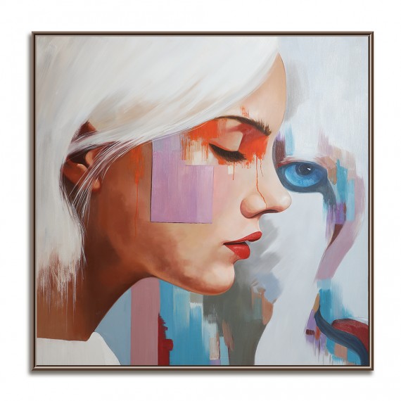 Reflected Silence – abstract Portrait Oil Painting, Modern Figurative Canvas Art for Contemporary Interiors