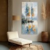 Reflections of Serenity-Textured abstract Lakeside Painting for Modern Decor