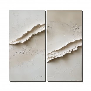 Rift-Textured abstract Minimalist Diptych Painting for Contemporary Interiors