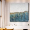 Roots of Life-Teal, White & Gold abstract Oil Painting for Modern Decor