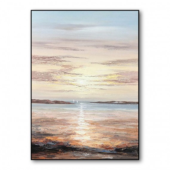 Sailor's Sunset- Original Vertical Textured Sunset Seascape Painting for Coastal Decor