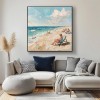 Seaside Serenity Canvas Art-Relaxing Beach Scene Painting: Impressionist Coastal Decor