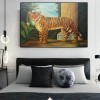 Selma the Tiger-Vintage Tiger Oil Painting - Exotic Animal Art Wall Decor for Home & Office