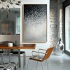 Silent Bloom-Textured Black White abstract Oil Painting - Sparkling Dots Modern Home Art