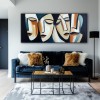 Silent Dialogue-Handmade abstract Oil Painting, Modern Cubist Faces Canvas Art for Home & Office Decor