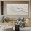 Silent Drift of White Shores-3D Textured Neutral Tone Wall Art - Minimalist abstract Landscape Framed Decor for Modern Home