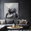 Smoky Reflection - Monochromatic abstract Gorilla Oil Painting for Modern Interiors