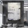 Snowy - Minimalist White and Gray abstract Oil Painting for Modern Interiors