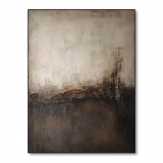 Soft Divide – Wabi-Sabi Textured abstract Wall Art with Gentle Horizon