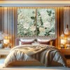 Soft Green Floral Diptych Oil Paintings with Impasto Texture, Set of 2 Botanical Wall Art for Home Decor