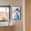 Solitary Grace - abstract Flower in Blue Vase Painting Modern Minimalist Floral Art
