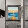 Sunset Waves-Ocean Sunset Seascape Oil Painting - Coastal Wave Art for Home Decor