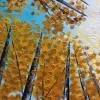 Sunshine-Autumn Birch tree Forest Oil Painting,Vertical Wall Art with Sunlight Through treetops for Home Decor
