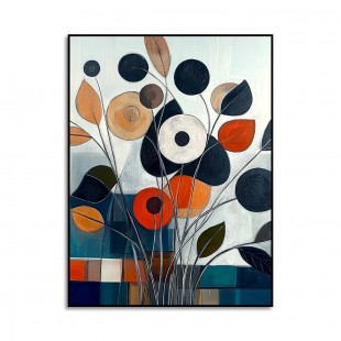 Symphony of Circles - Modern abstract Circle Flower Painting Textured Floral Wall Art