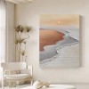 Textured Coastal Sunset Oil Painting - Neutral Toned Seaside Landscape 3D Wave Contemporary art for Home Deco