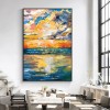 The Beauty of the Setting Sun-abstract Seascape Oil Painting - Coastal Sunset Wall Art