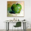 The Green Apple - Textured Oil Painting, abstract Fruit Wall Art, Vibrant Kitchen Decor