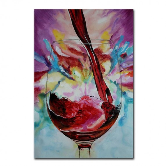 The Holy Wine-abstract Colorful Red Wine Glass Oil Painting - Vibrant Wall Art for Kitchen & Dining Room Decor