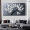 The Magnolia tree-White Flower tree Oil Painting - Textured Floral Wall Art for Living Room