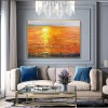 The Red Sea-Vibrant Sunset Ocean Oil Painting, abstract Seascape Art for Home Decoration