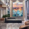 The Sea of Romance-abstract Sunset Seascape Oil Painting, Vibrant Coastal Art for Home Decoration