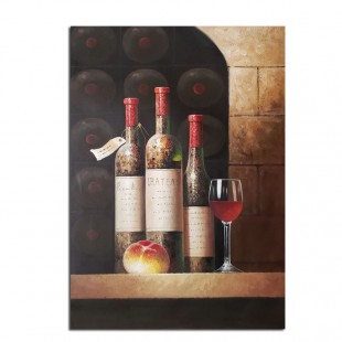 The Wine Cellar-Vintage Wine Still Life Oil Painting - Elegant Kitchen & Dining Room Wall Decor